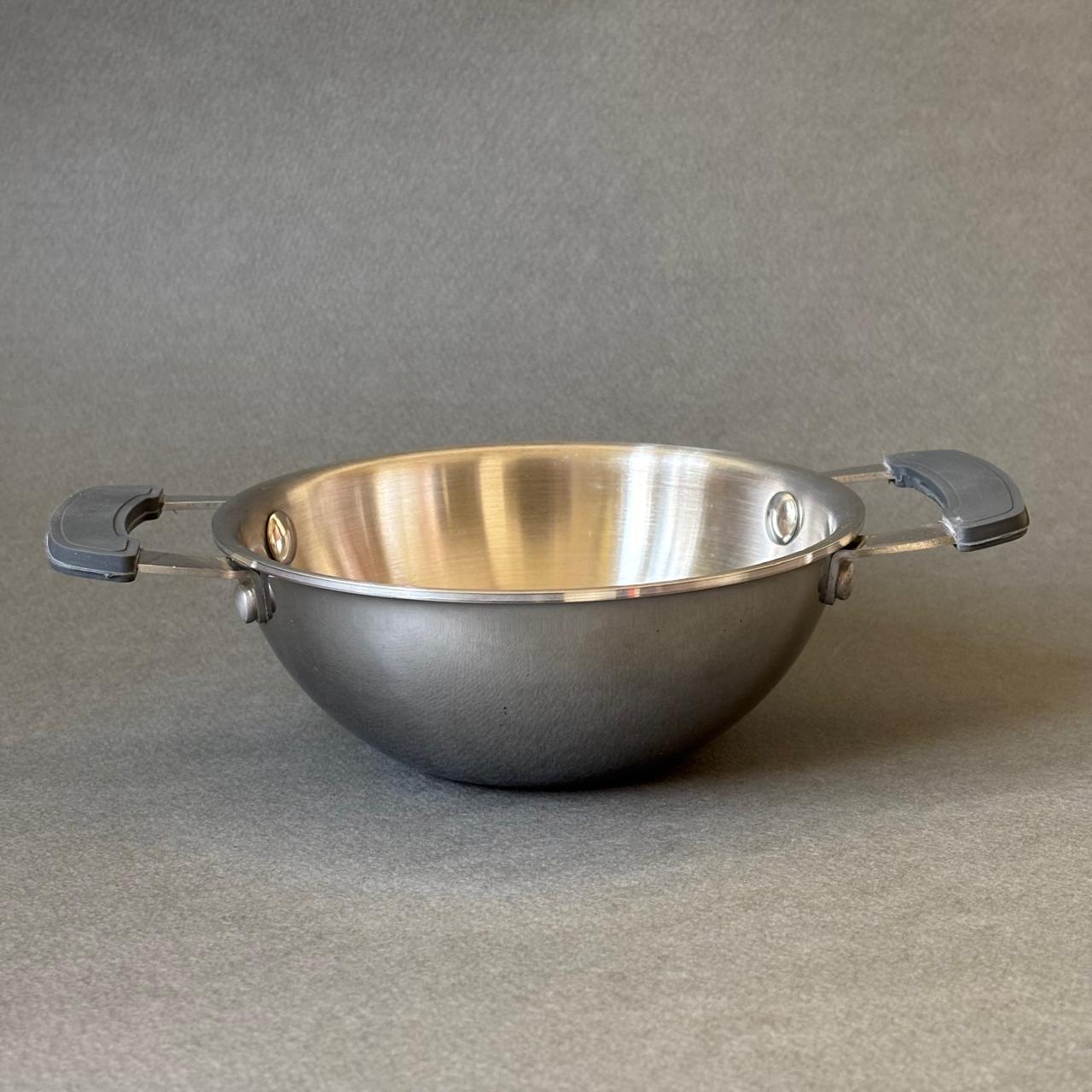 Mini Triply Stainless Steel Kadai with Silicon Handle