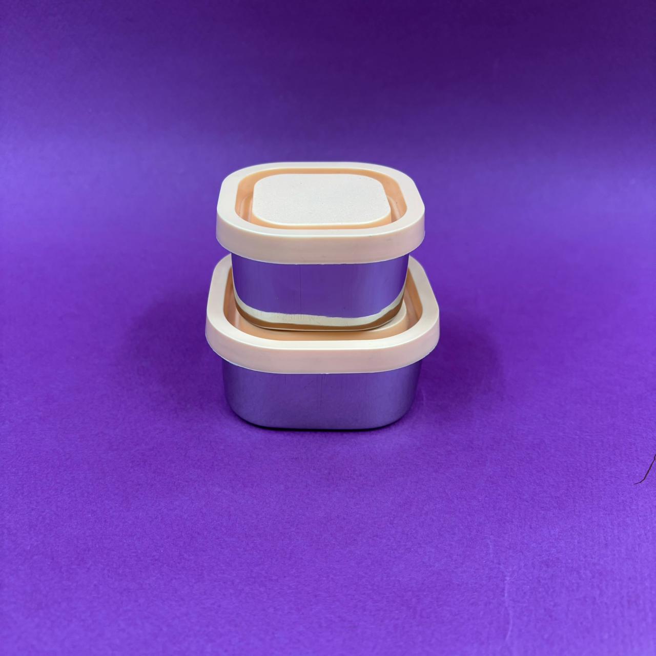 Square Curry Dabba in Stainless Steel with Plastic Lid