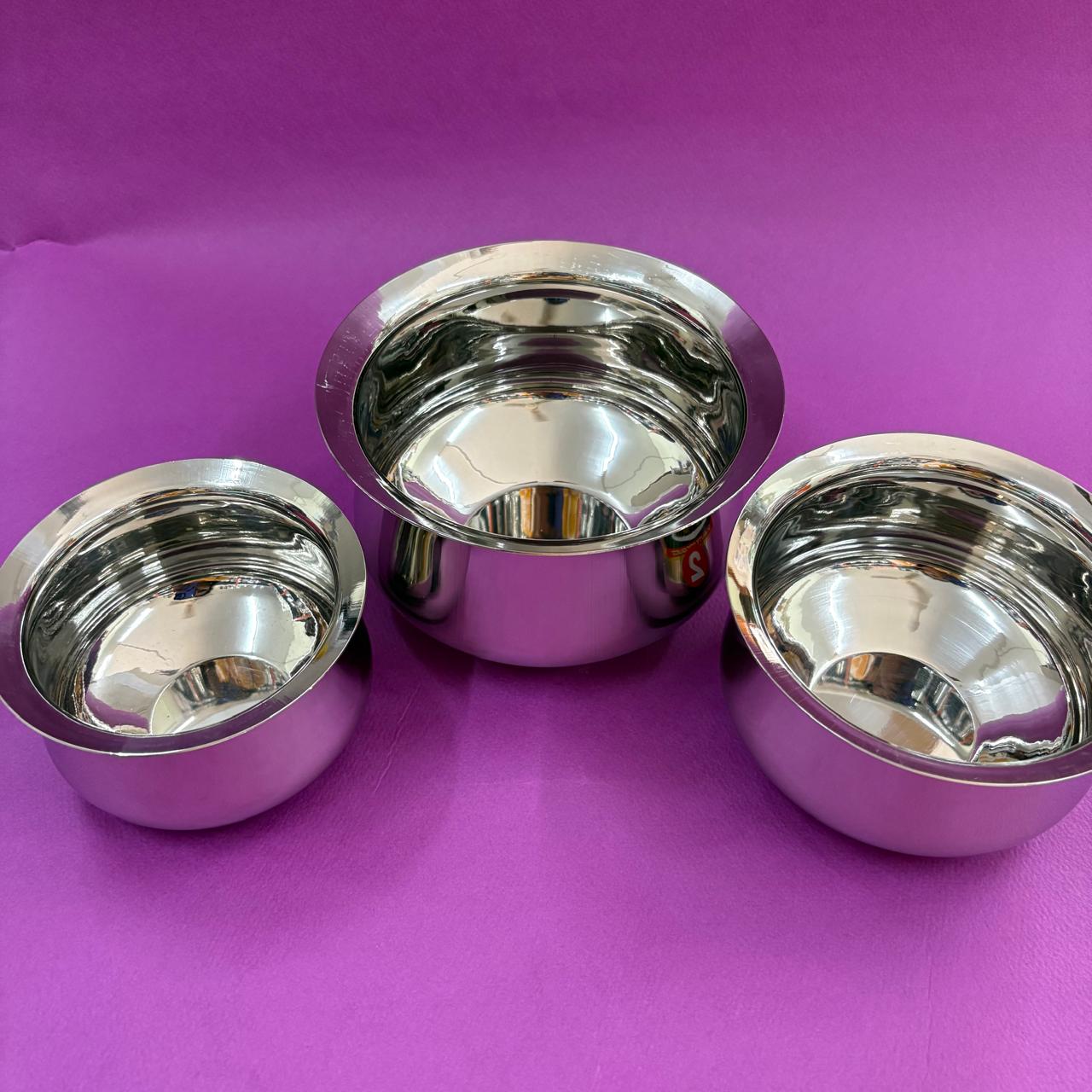 Chettinad Serving Bowl Set (Set of 3) – Stainless Steel