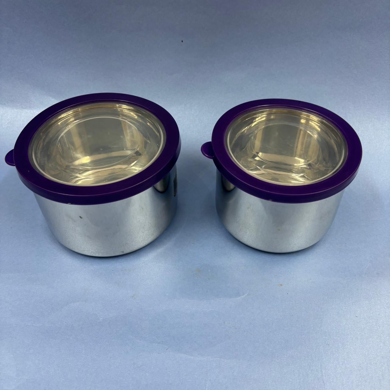 Round Deep Dabba in Stainless Steel with See Through Lid