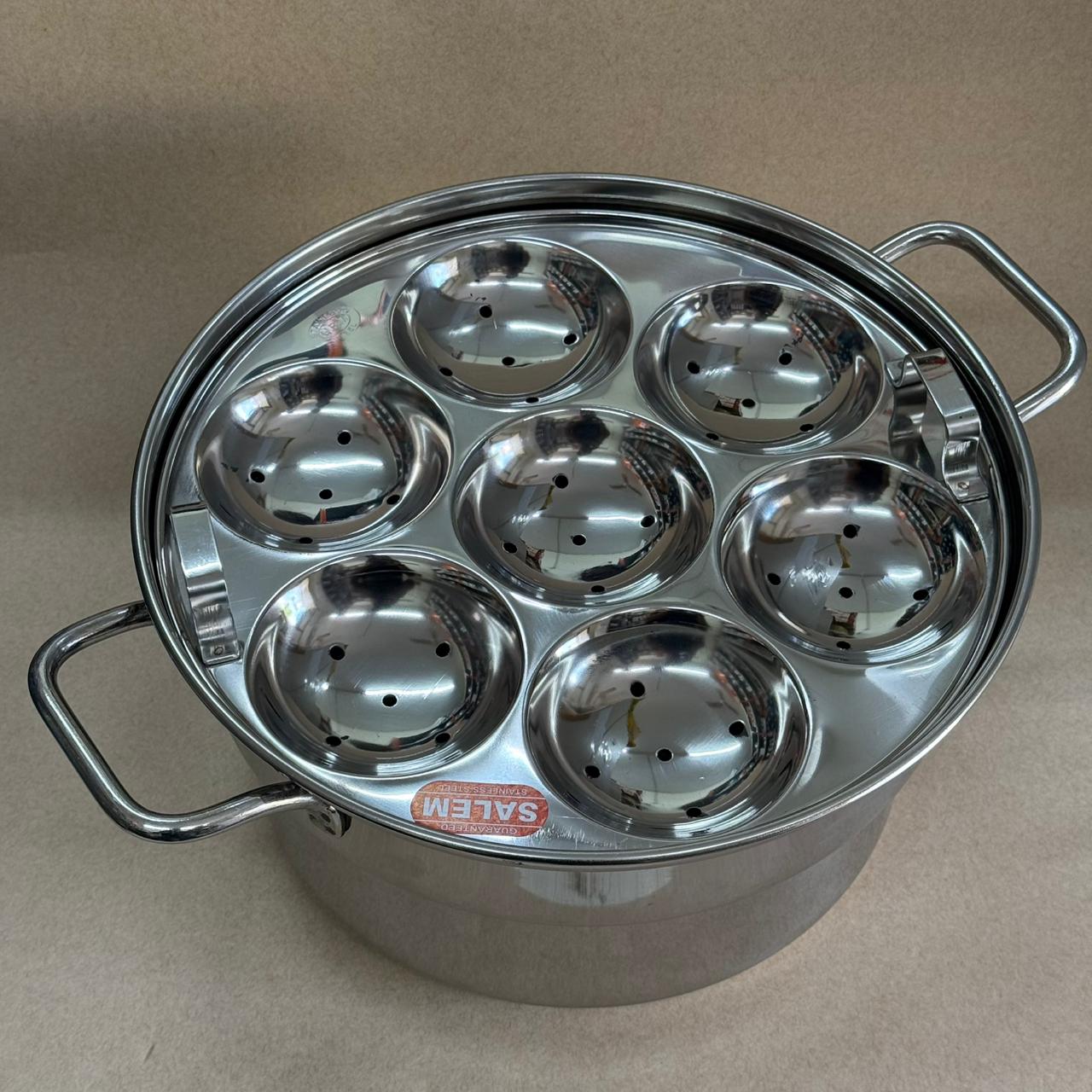 12 Idli Pot with Handle – Salem Stainless Steel | Induction Compatible