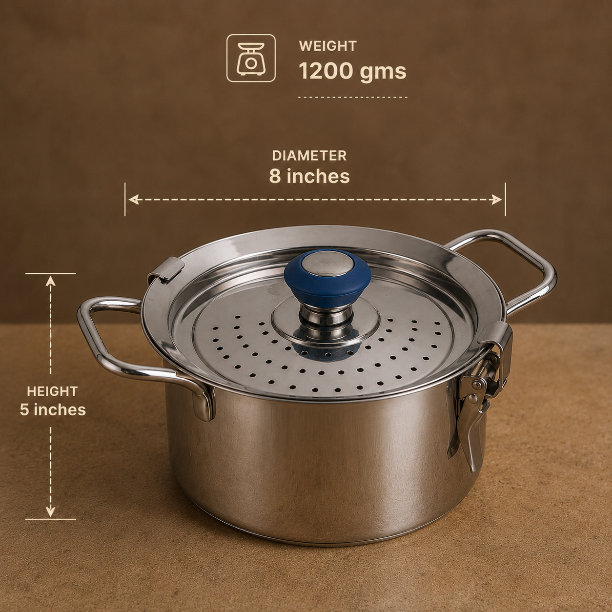 Rice Strainer Pot (Annapathiram) with Sandwich Bottom – Stainless Steel