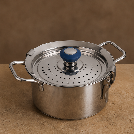 Rice Strainer Pot (Annapathiram) with Sandwich Bottom – Stainless Steel