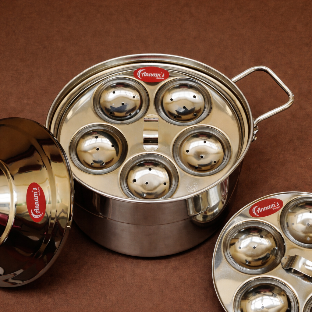 10 Idli Pot with Handle – Salem Stainless Steel | Induction Compatible