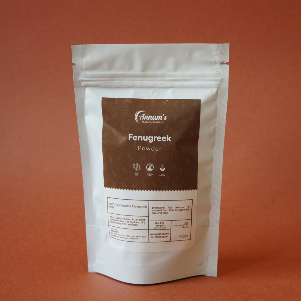 Fenugreek powder helps control hair fall, promote hair growth, condition hair, reduce acne, and keep skin hydrated. 