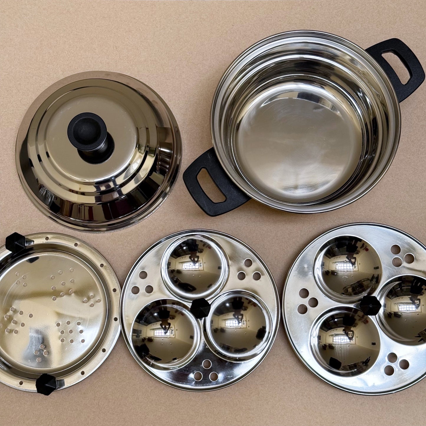 6 Idli Pot with Steamer Plate - Stainless Steel