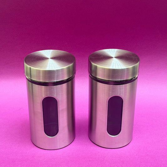 Canister with Glass Window - Stainless Steel 550ml