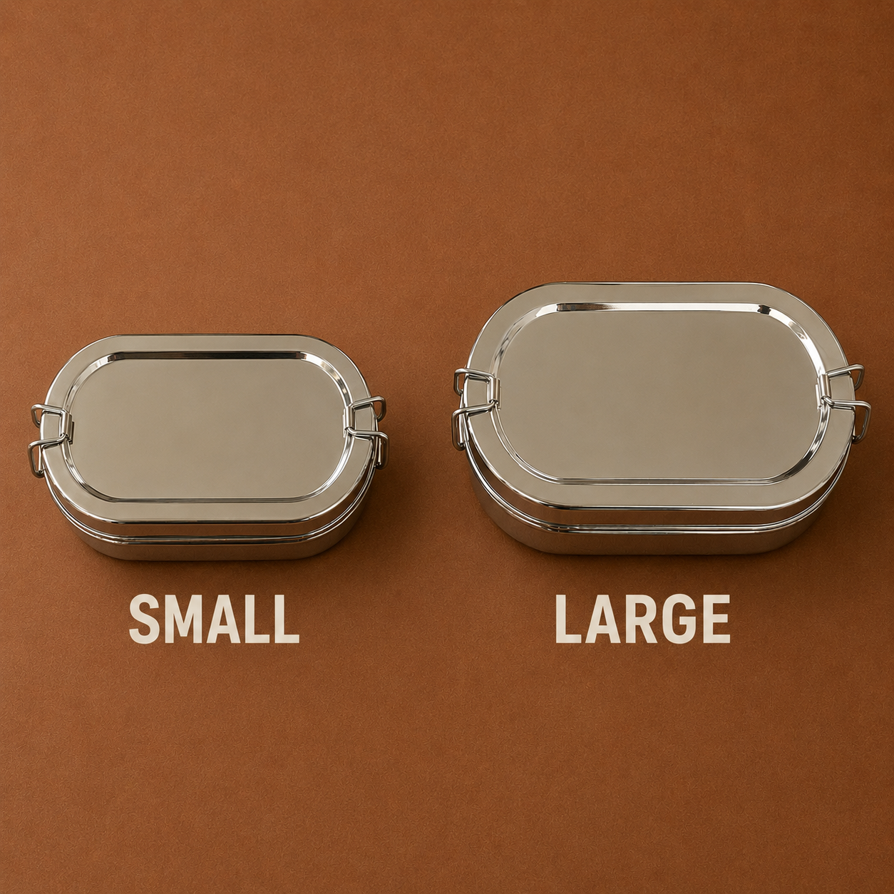 Bento Style Tiffin Box with Partition Plate & Clip Lock Lid - Stainless Steel