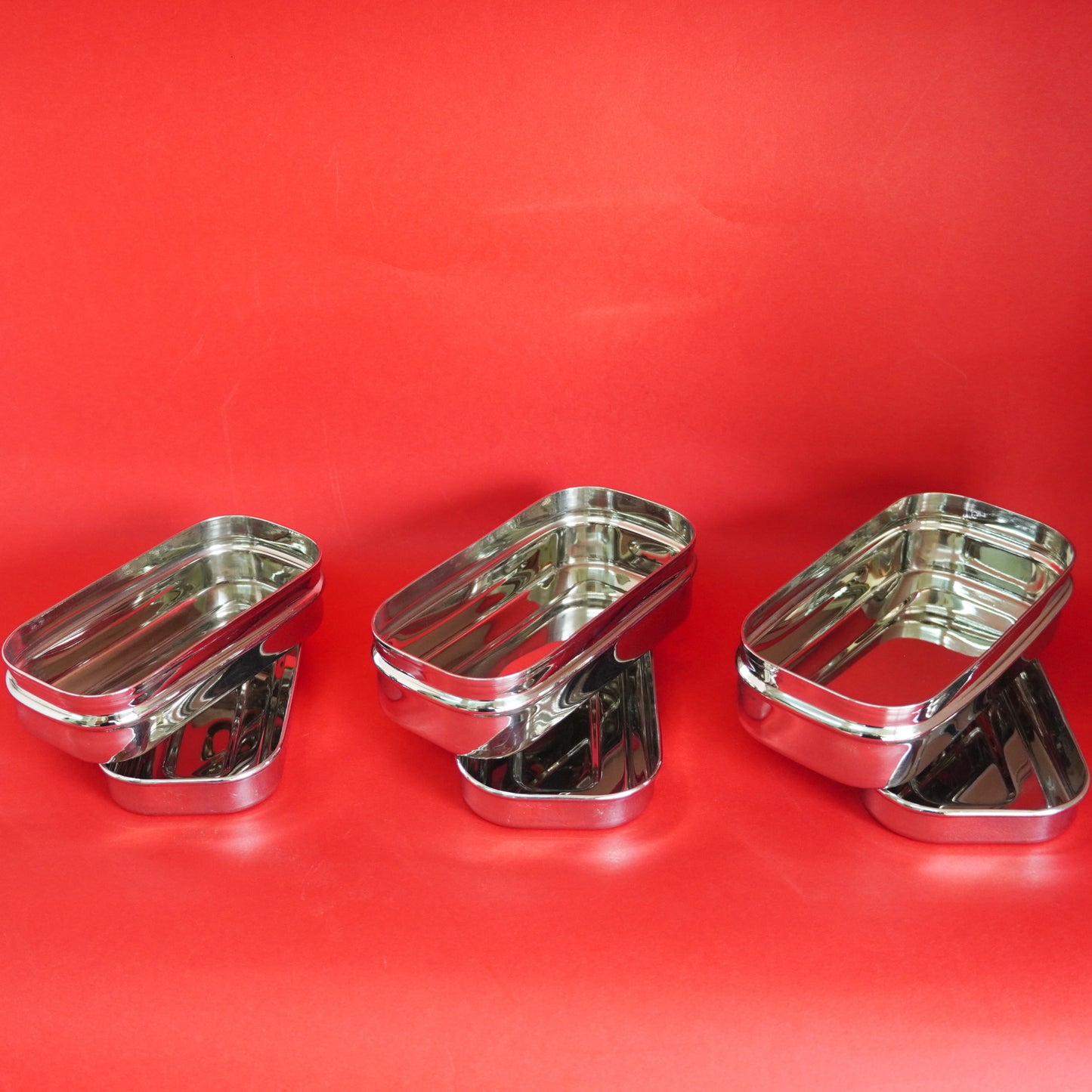 : Rectangle Stainless Steel Lunch Box – Set of 3 Containers Front View
