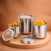 Storage Container with Transparent Lid - Food Grade, Kitchen Storage Jar, Stainless Steel