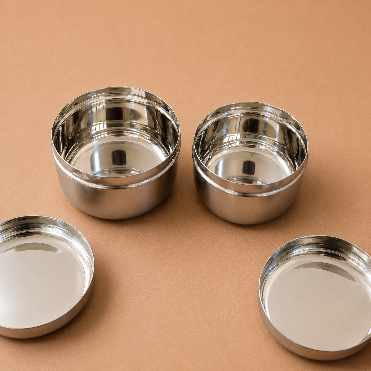 Round Snack Box Set of 2 - Stainless Steel