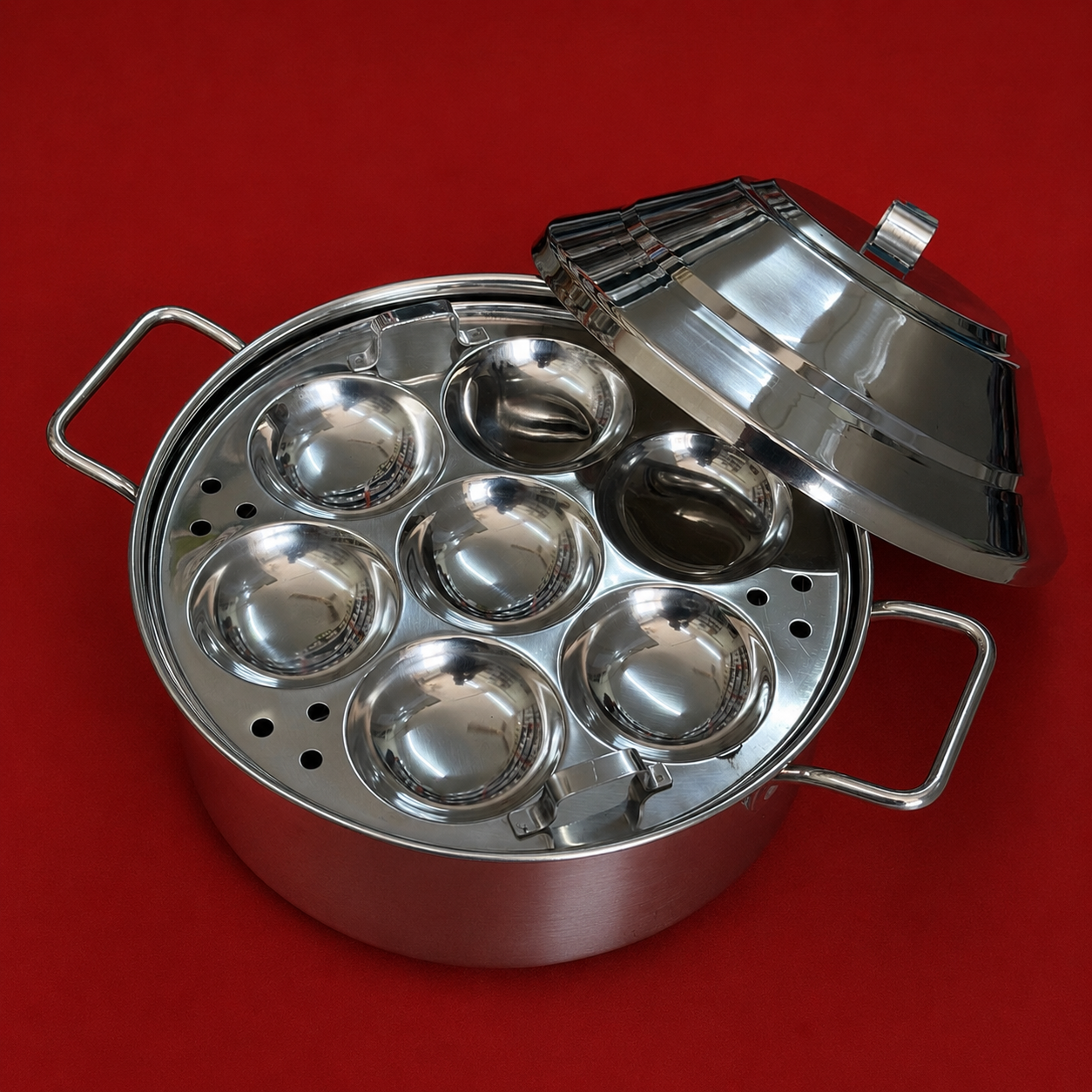14 Idli Pot with Handle | Idli Maker Big (14 Idlis) - Induction Compatible