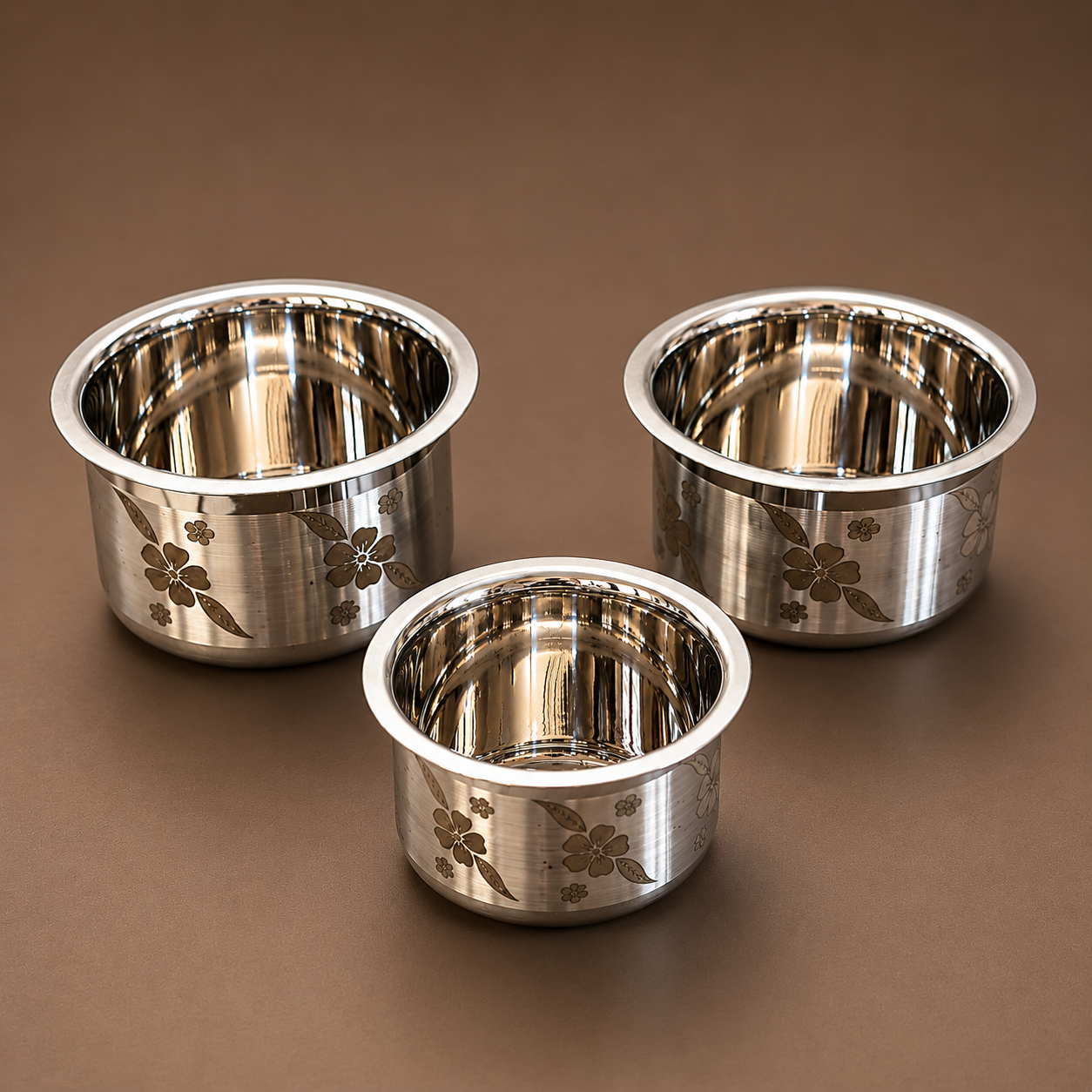Flower engraved Adukku Satti - Stainless Steel