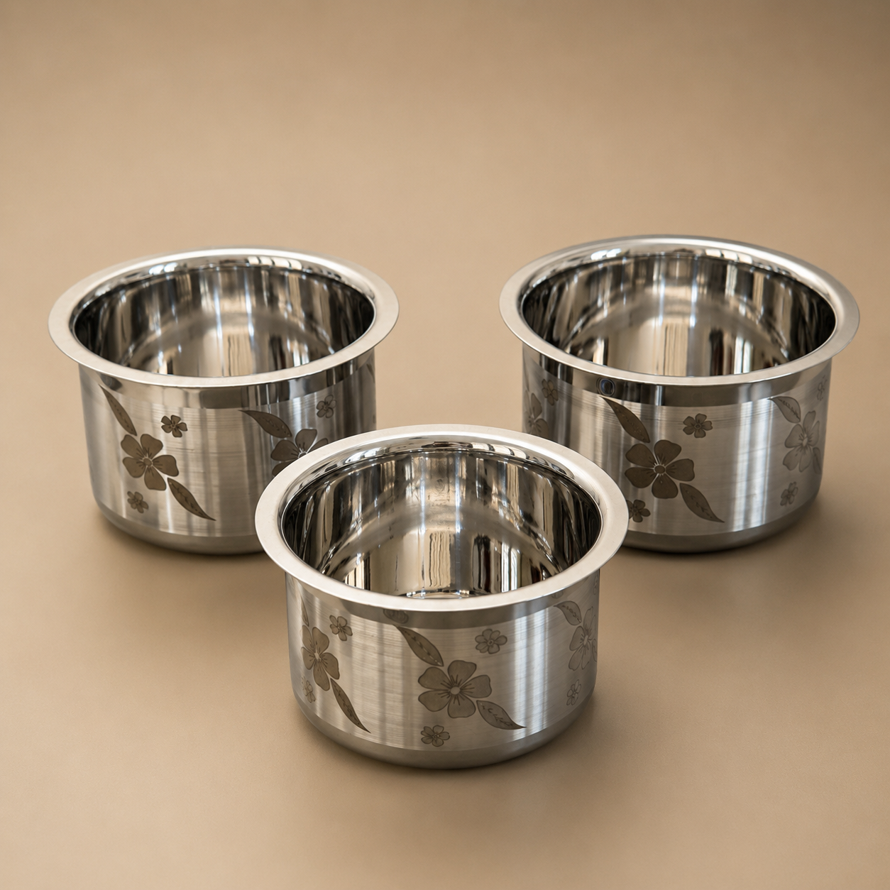 Flower engraved Adukku Satti - Stainless Steel