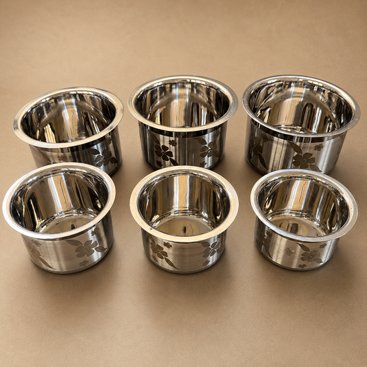 Flower engraved Adukku Satti - Stainless Steel