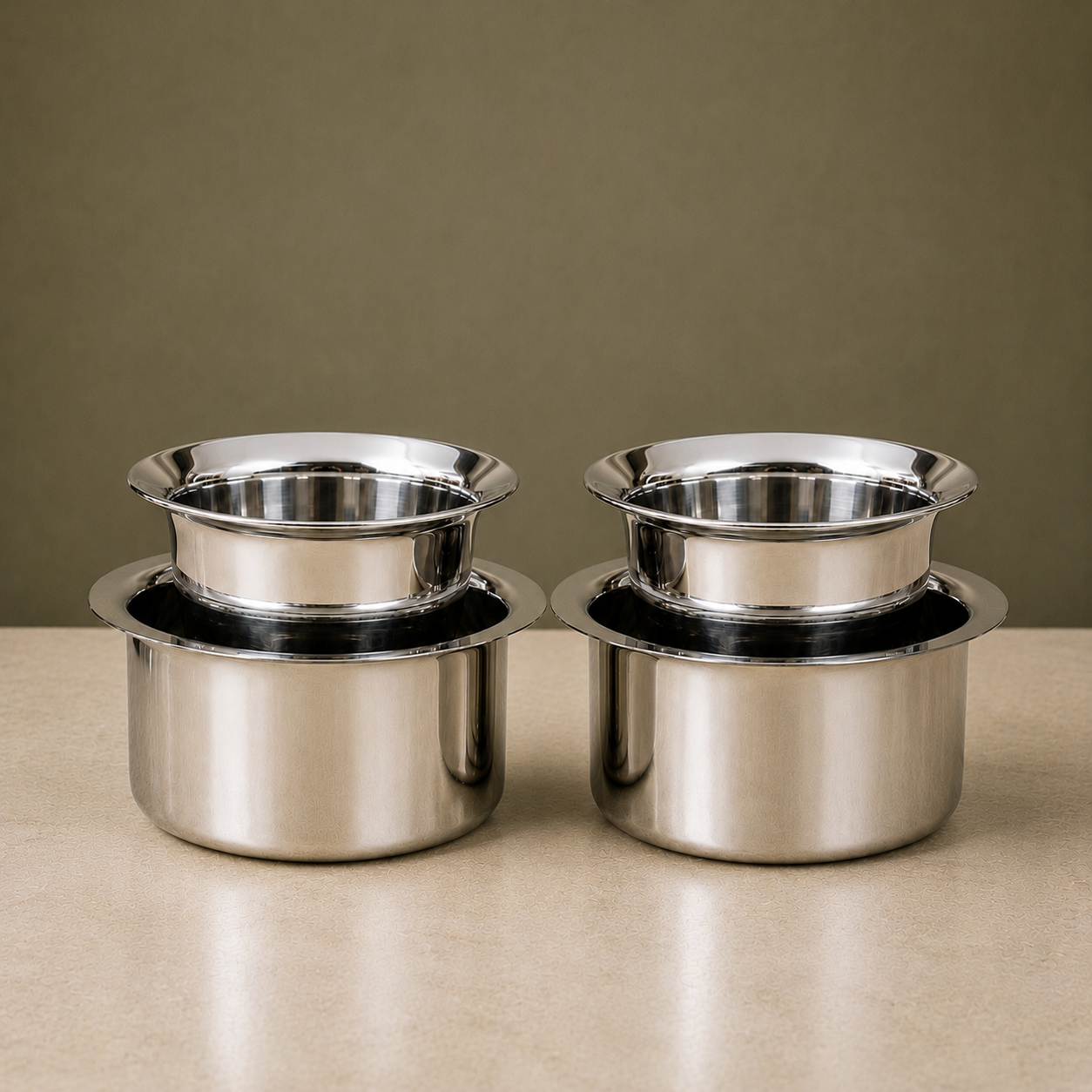 Coffee Dabara Pair - 2 Pcs set Stainless Steel