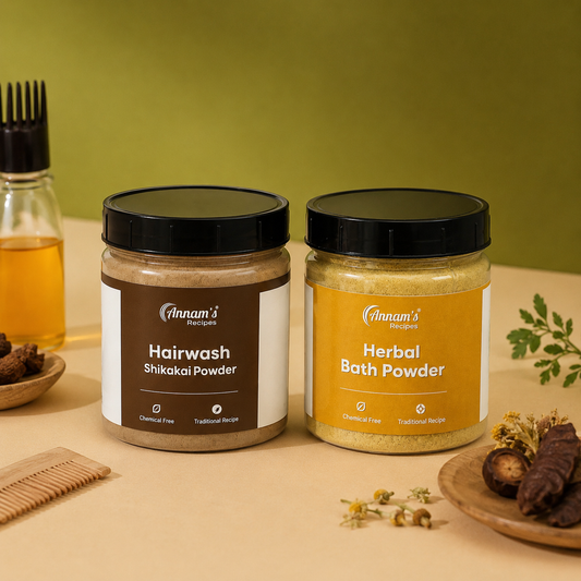 Hairwash Shikakai Powder + Herbal Bath Powder Combo 
 - 200g each