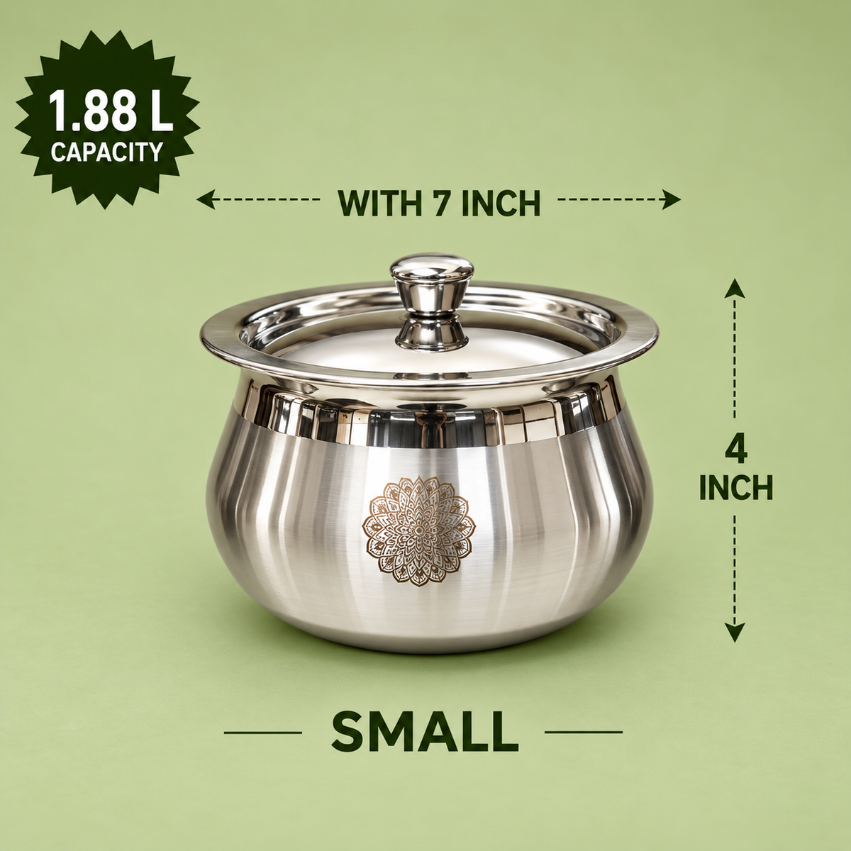 Pongal Handi  with Lid Heavy Stainless Steel