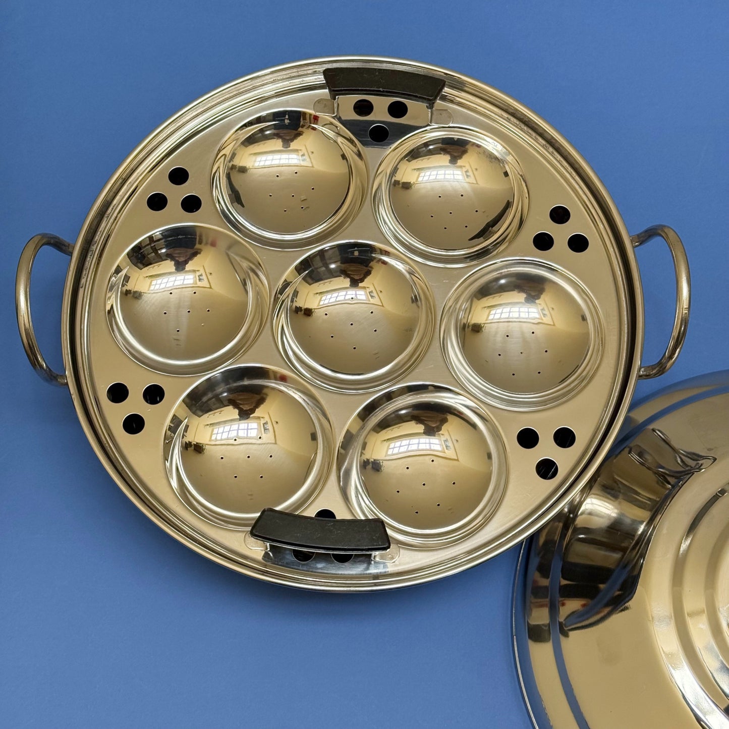 7 Idli Kadai Pot with Steamer Plate - Stainless Steel