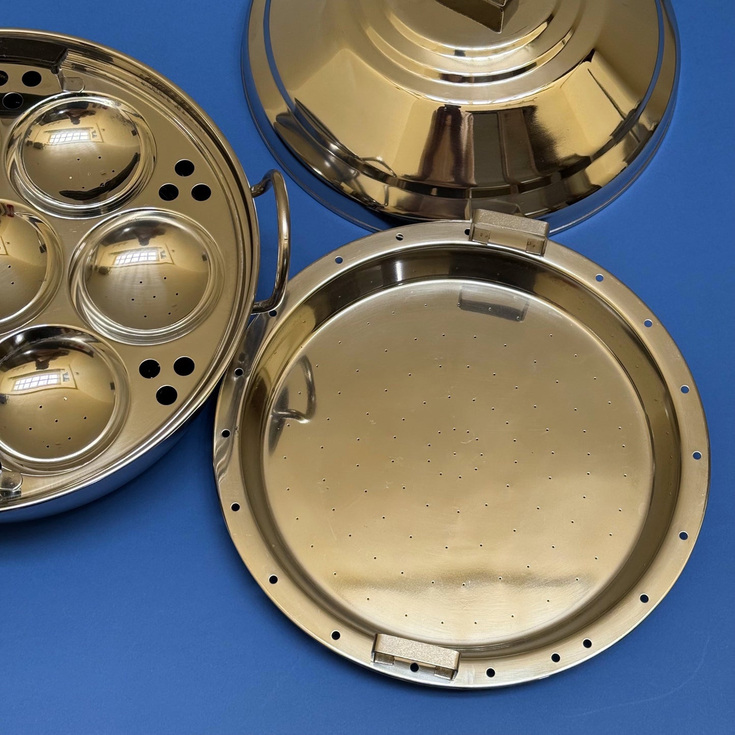 7 Idli Kadai Pot with Steamer Plate - Stainless Steel