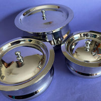 Karaikudi Tomato Serving Bowl with lid Set of 3