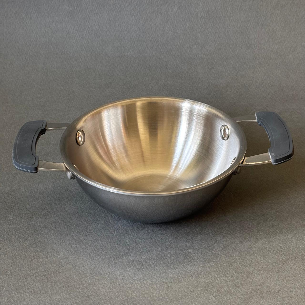 Mini Triply Stainless Steel Kadai with Silicon Handle