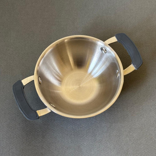 Mini Triply Stainless Steel Kadai with Silicon Handle