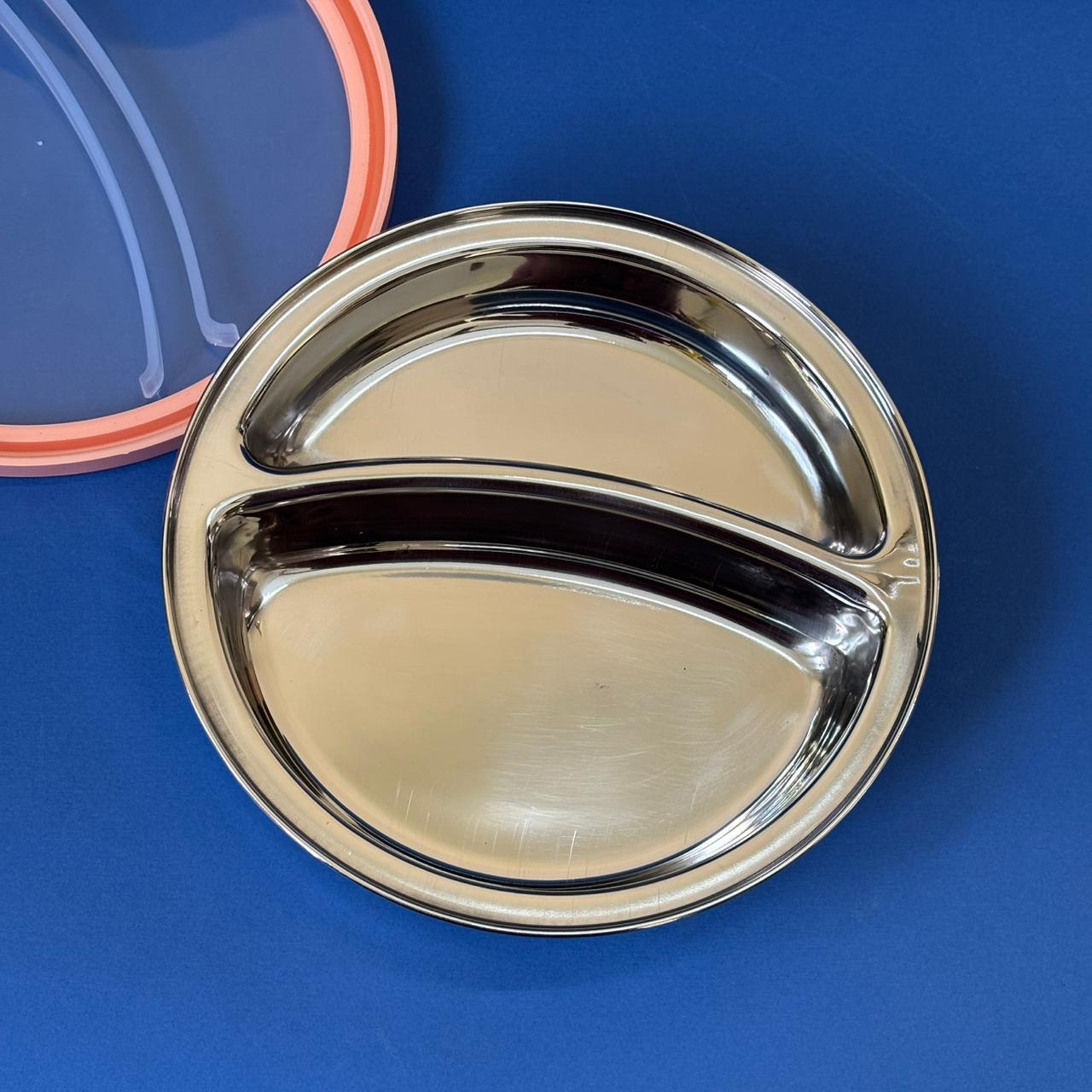 Kids Partition Lunch Pack in Stainless Steel with Plastic Lid