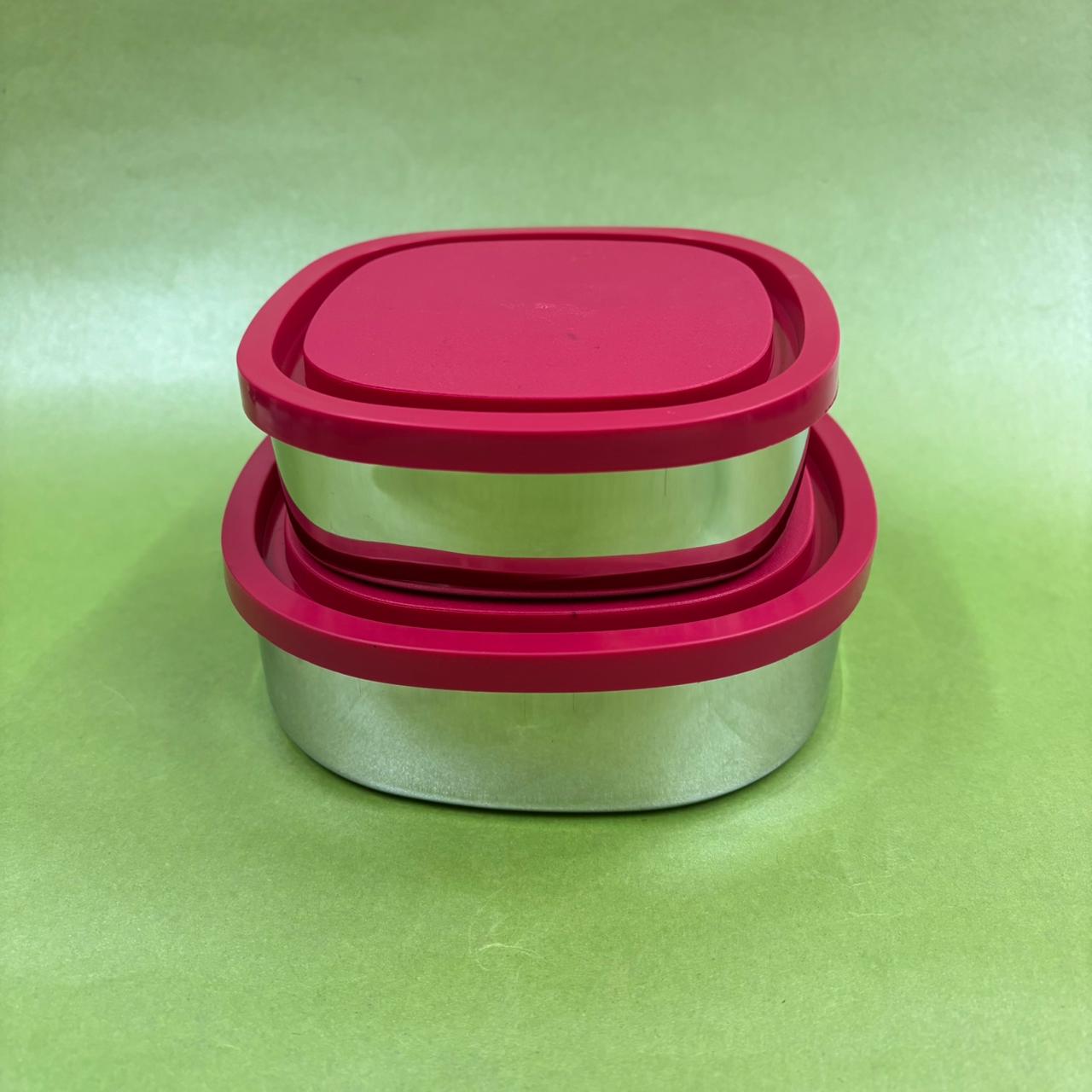 Square Container in Stainless Steel with Airtight Plastic Lid