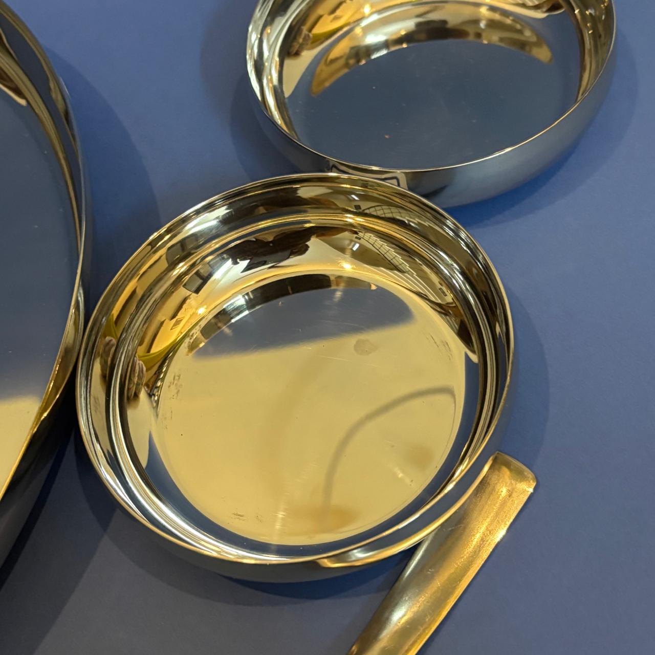 7-Piece Stainless Steel Meal Set – Plate, Cups, Tumbler, Spoon & Fork