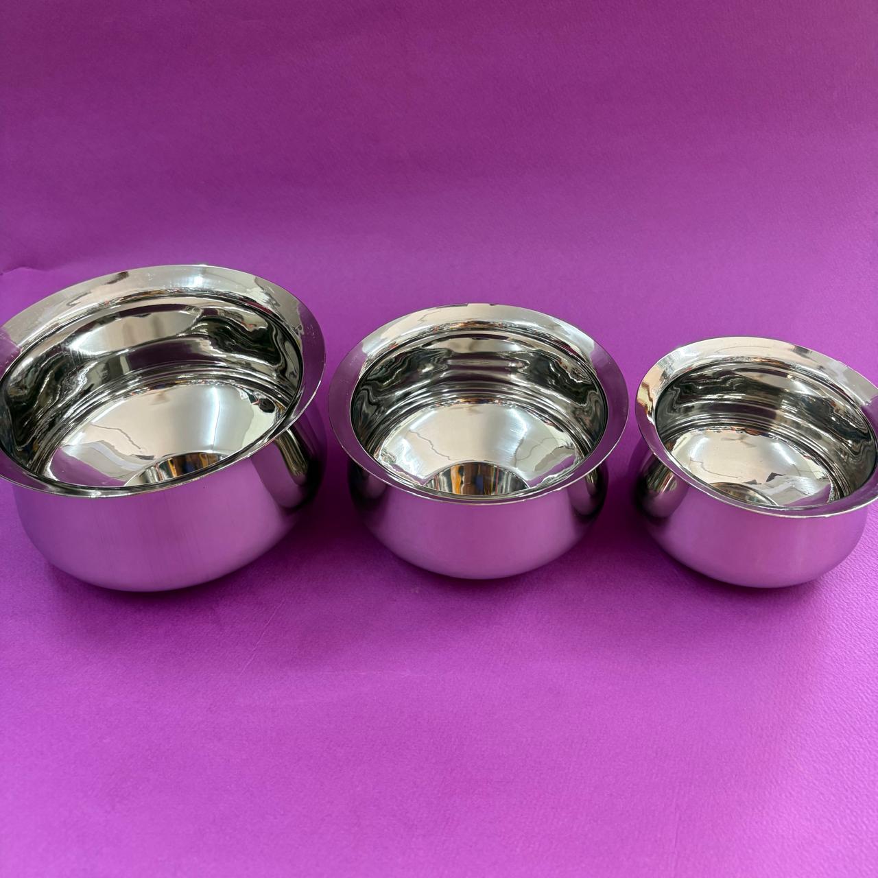 Chettinad Serving Bowl Set (Set of 3) – Stainless Steel
