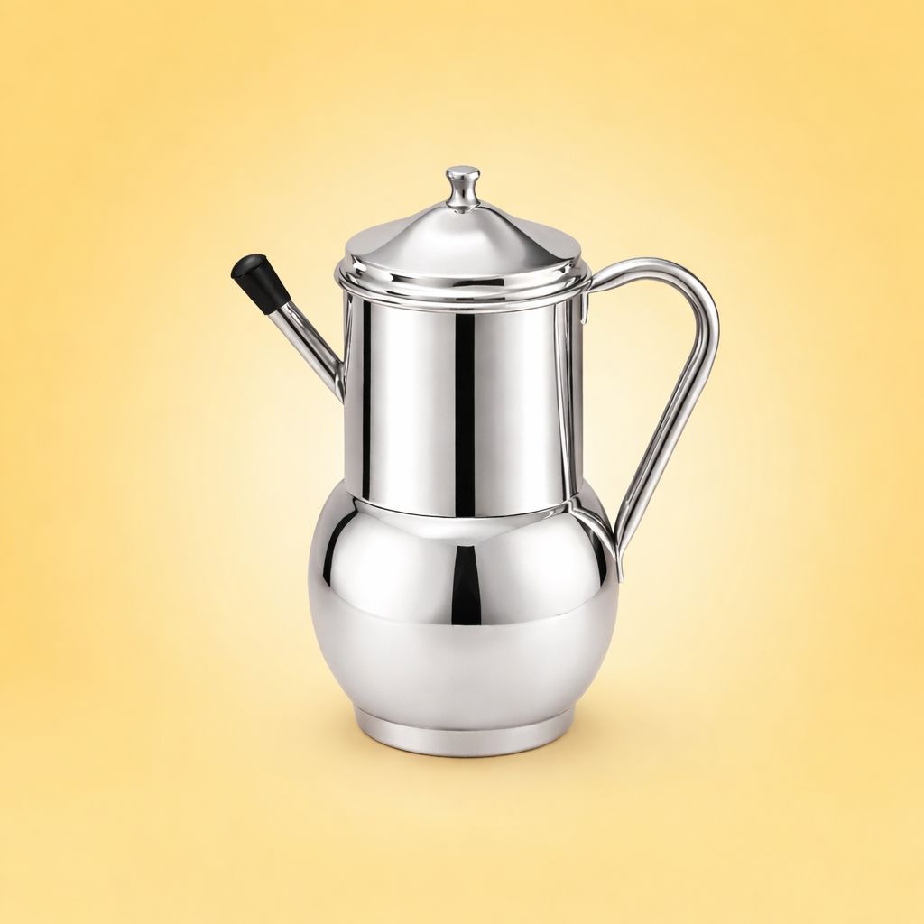 Antique Oil Jug in Stainless Steel