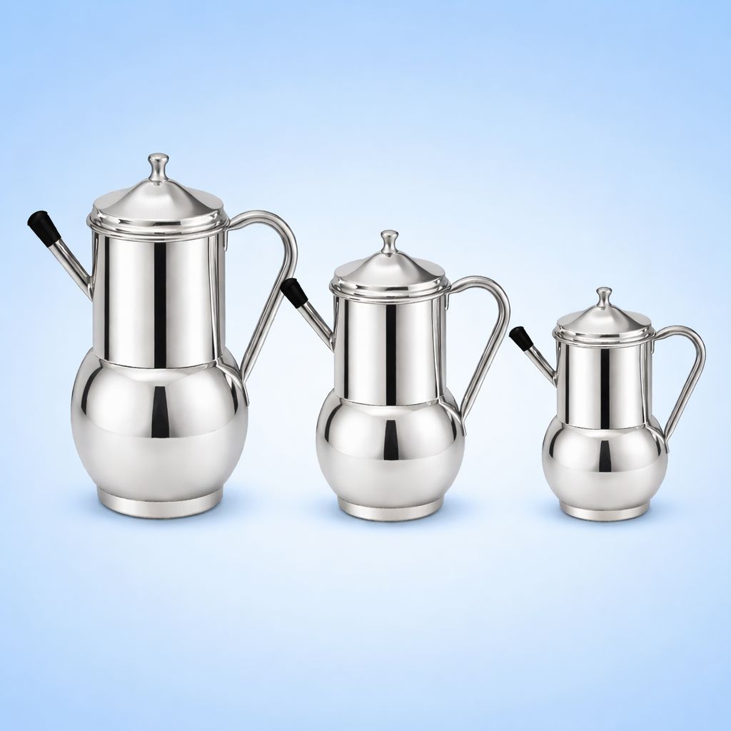 Antique Oil Jug in Stainless Steel