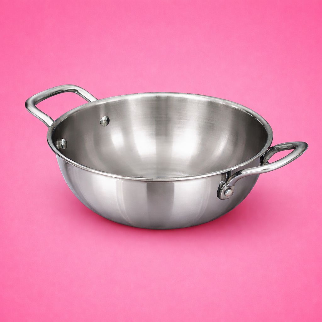 Deep Stainless Steel Kadai | Triply Induction Friendly