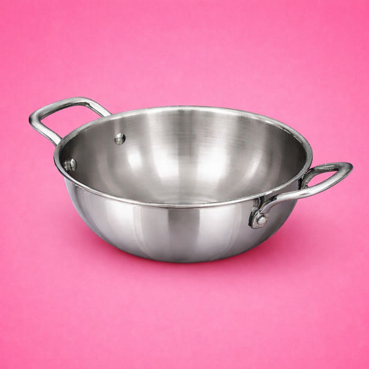 Deep Stainless Steel Kadai | Triply Induction Friendly