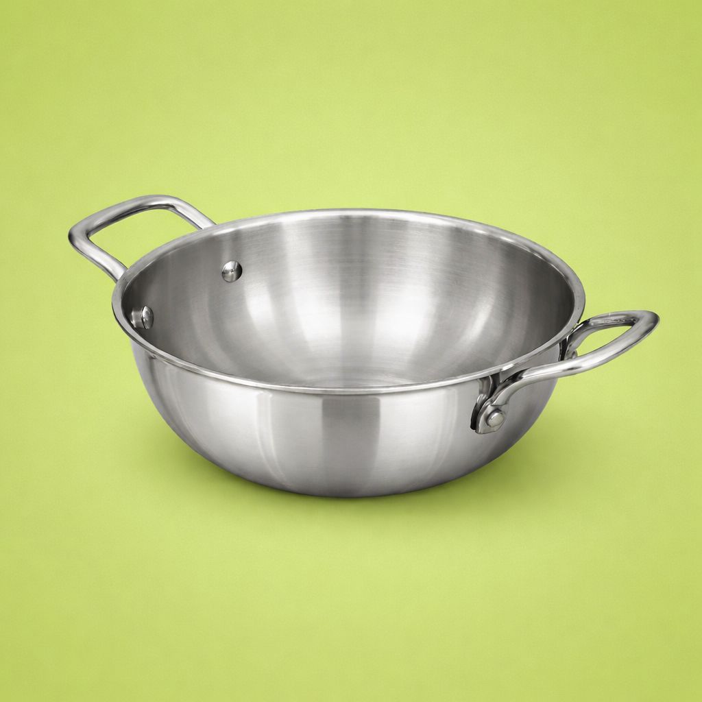 Deep Stainless Steel Kadai | Triply Induction Friendly