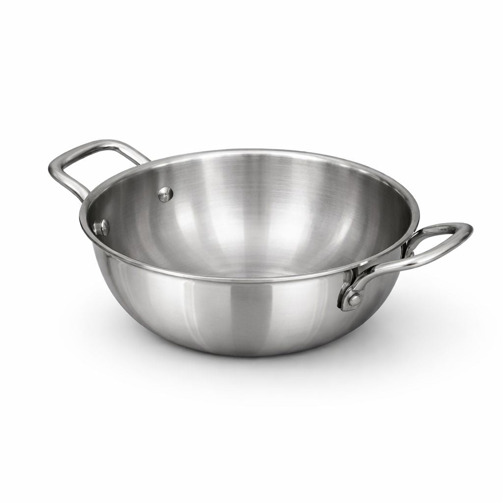 Deep Stainless Steel Kadai | Triply Induction Friendly