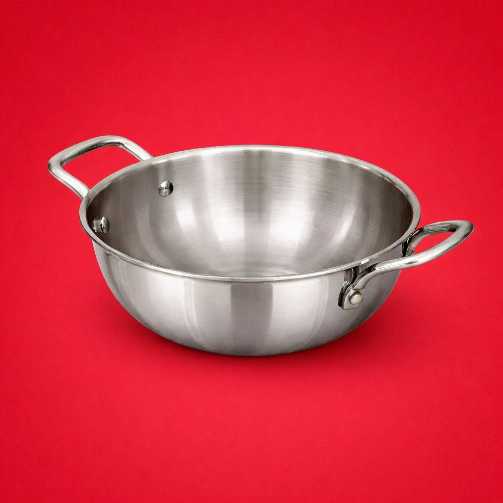 Deep Stainless Steel Kadai | Triply Induction Friendly
