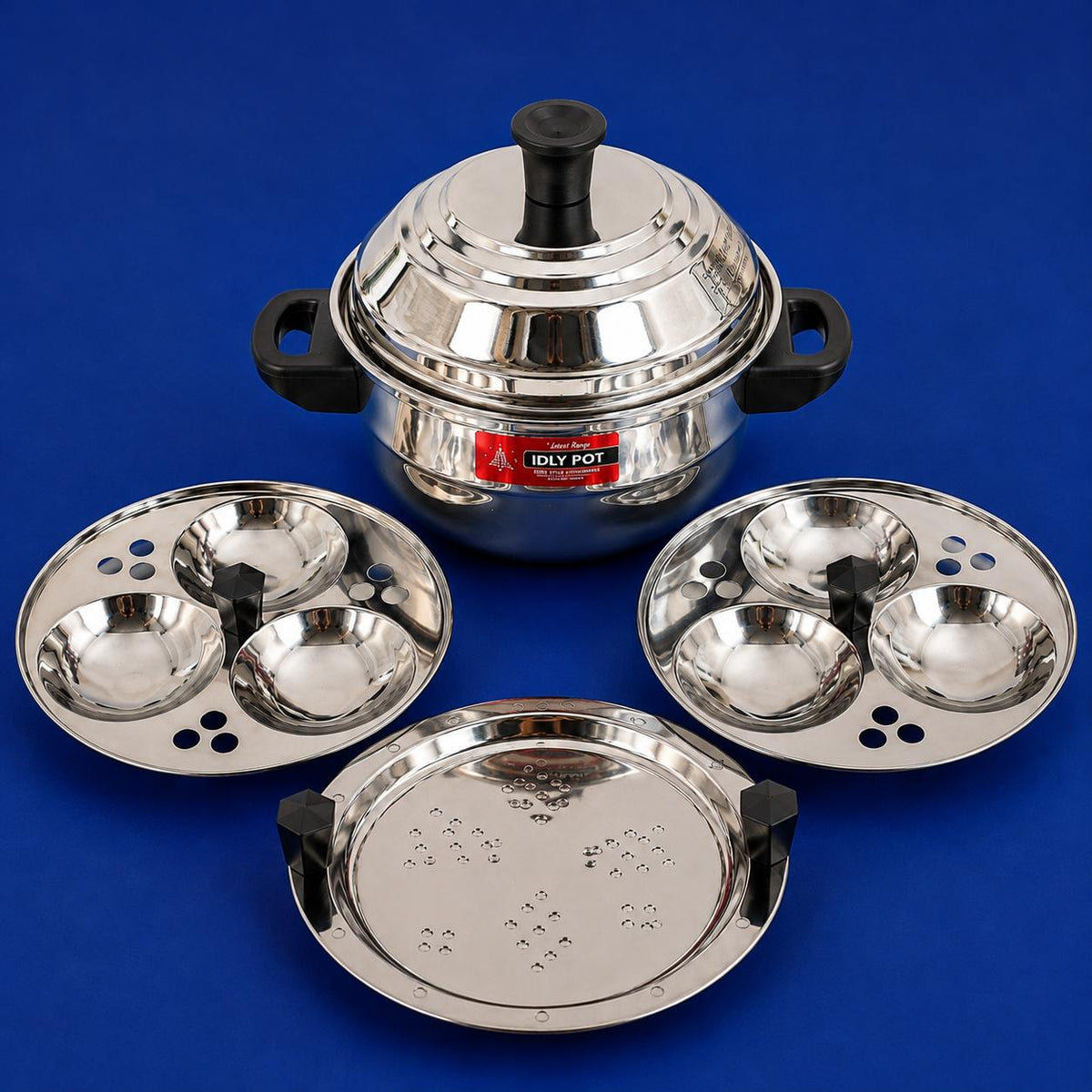 6 IDLI POT with Steamer in Stainless Steel