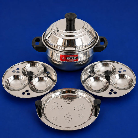 6 IDLI POT with Steamer in Stainless Steel