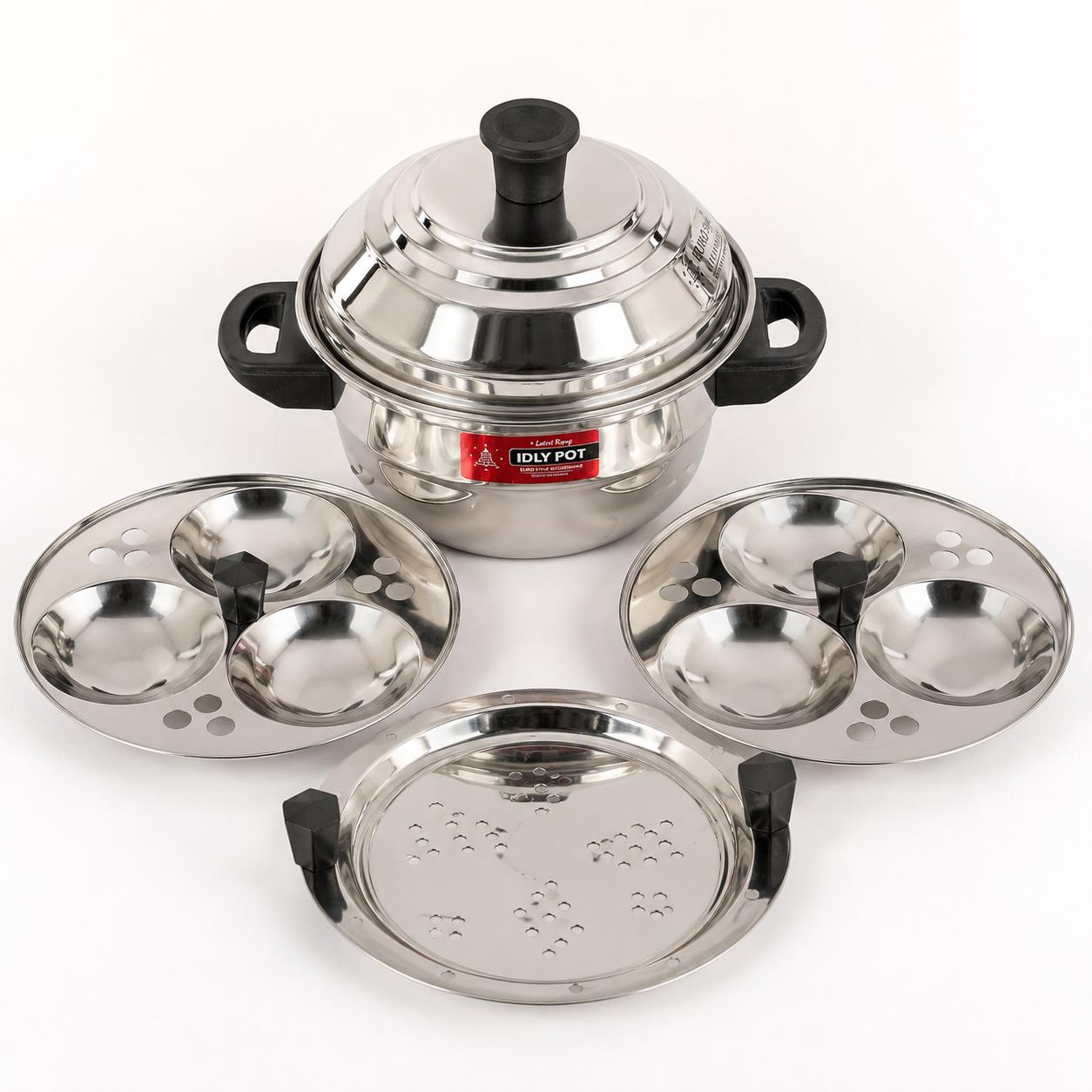 6 IDLI POT with Steamer in Stainless Steel