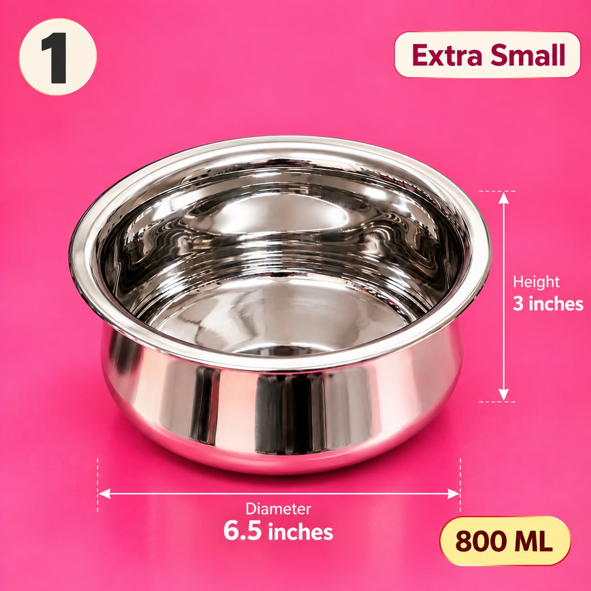 Chettinad VENNAI AITTI Set of 5 – Heavy Stainless Steel Cooking & Serving Bowls