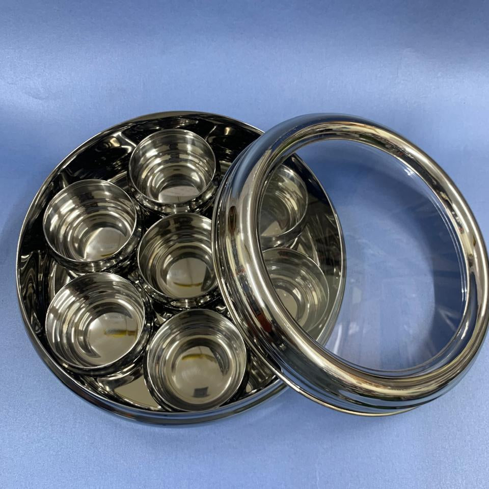 Masala Box with See-Through Lid – Stainless Steel Spice Organizer