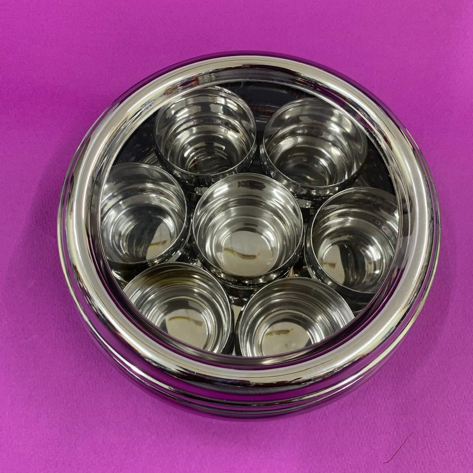 Masala Box with See-Through Lid – Stainless Steel Spice Organizer