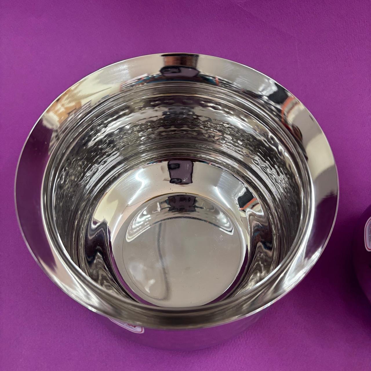 Pottu Gundu - Stainless Steel | Hammered Round Pot for Cooking & Serving