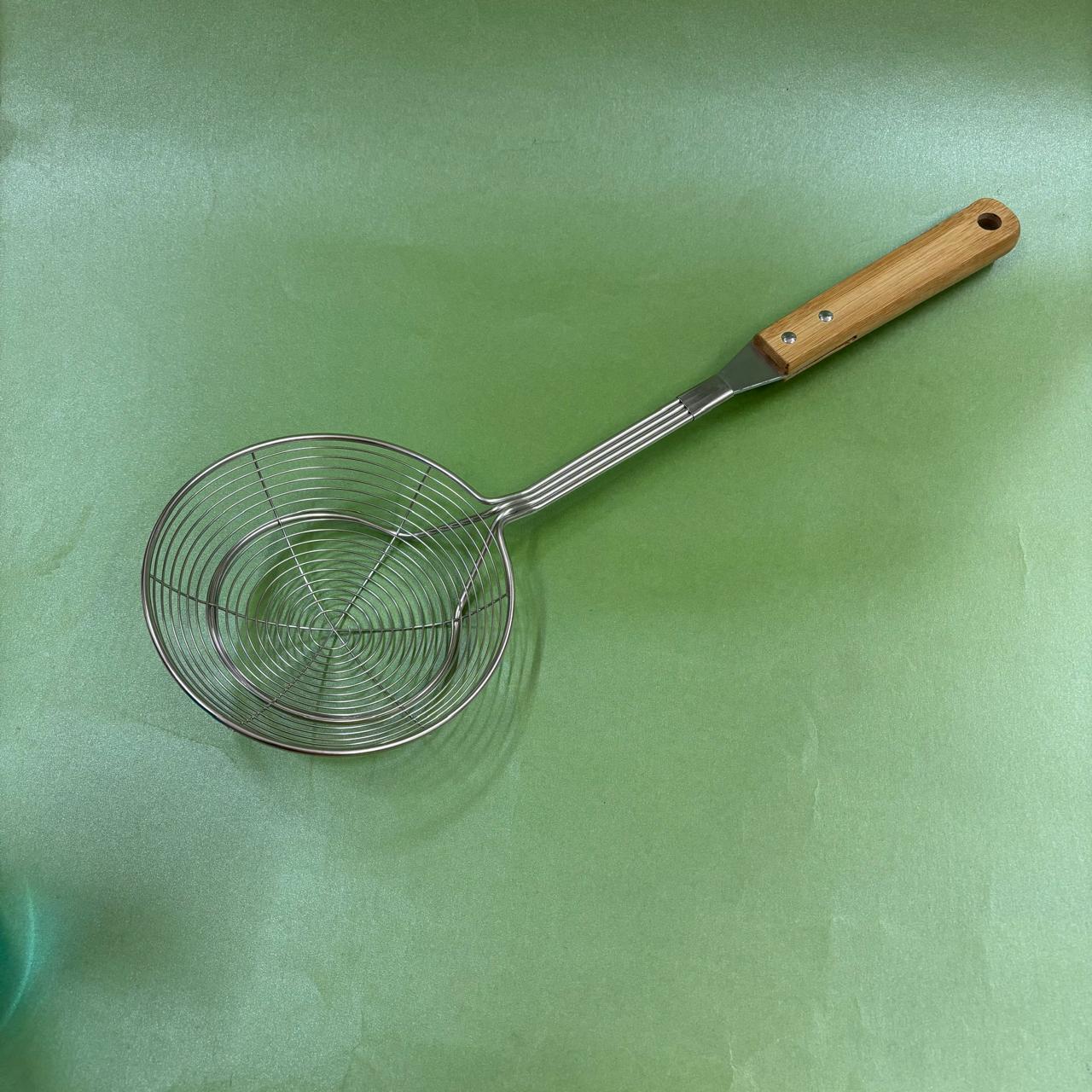 JARANI – China Model Stainless Steel Frying Ladle with Bamboo Handle