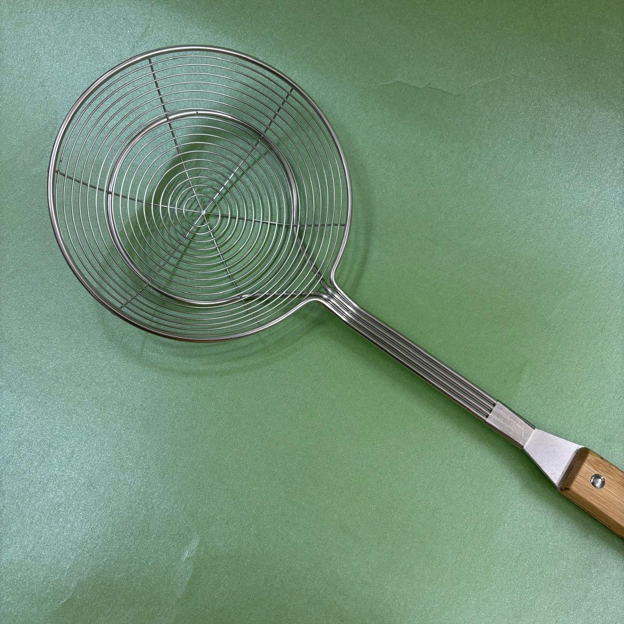 JARANI – China Model Stainless Steel Frying Ladle with Bamboo Handle