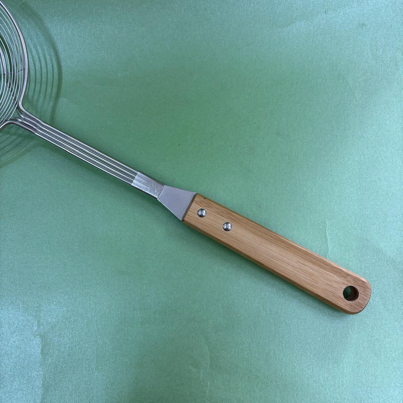 JARANI – China Model Stainless Steel Frying Ladle with Bamboo Handle