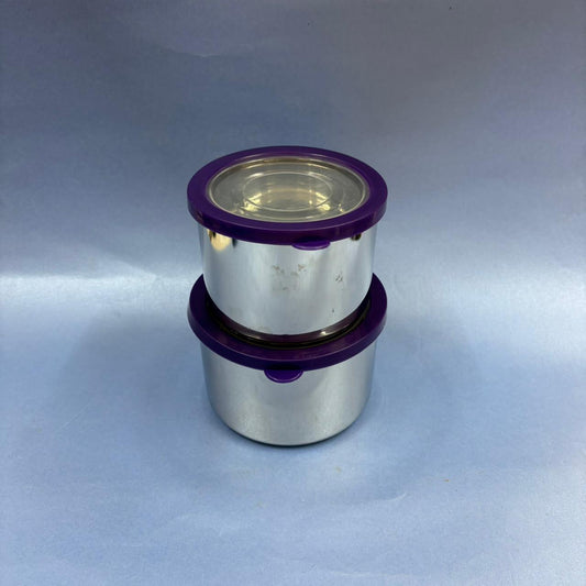 Round Deep Dabba in Stainless Steel with See Through Lid