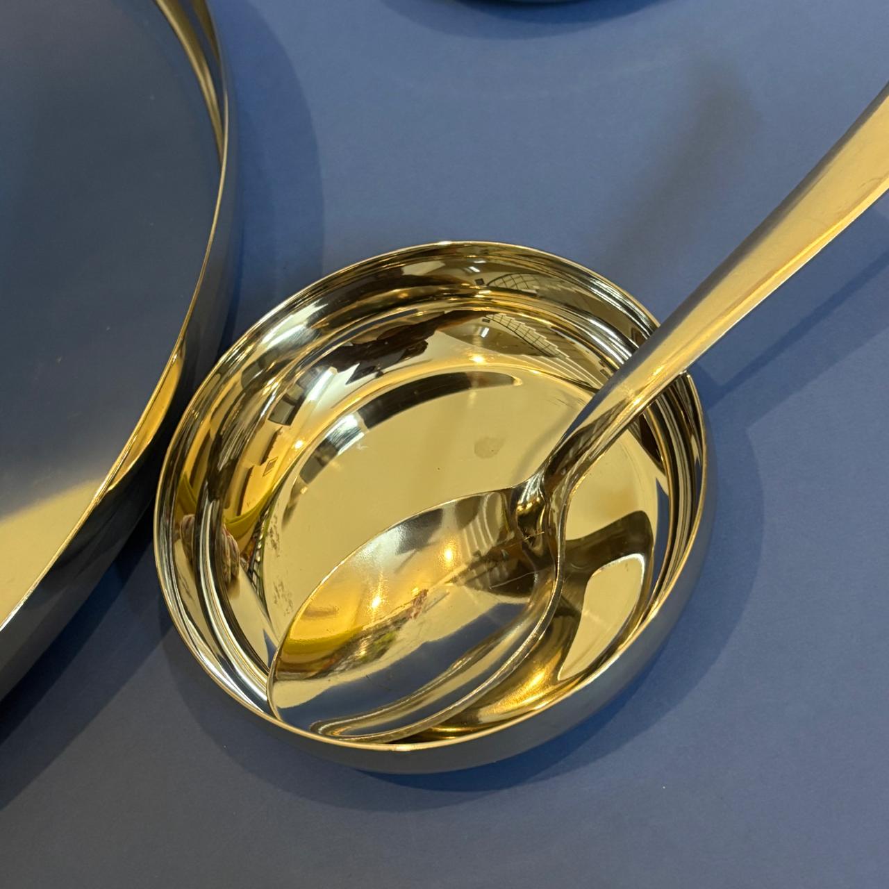 7-Piece Stainless Steel Meal Set – Plate, Cups, Tumbler, Spoon & Fork